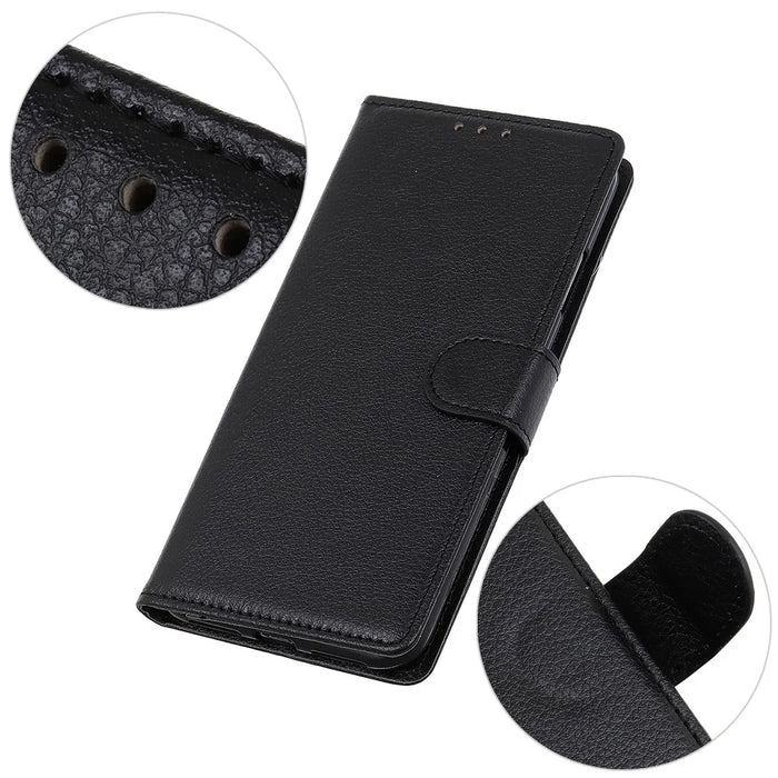 Litchi Texture Wallet Stand Leather Mobile Phone Cover for Samsung Galaxy A10 - Black - 4