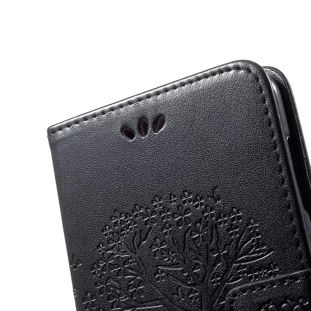 Imprint Tree Owl Wallet Stand Leather Phone Casing for Samsung Galaxy A50 / A50s / A30s - Black - 6