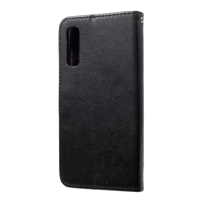 Imprint Butterfly Flowers Leather Wallet Stand Case for Samsung Galaxy A50 / A50s / A30s - Black - 2