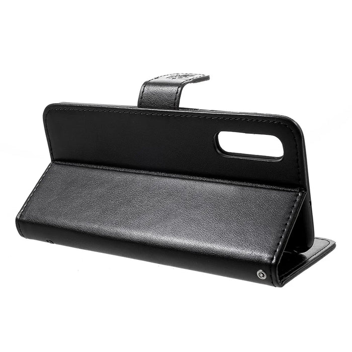 Imprint Butterfly Flowers Leather Wallet Stand Case for Samsung Galaxy A50 / A50s / A30s - Black - 3