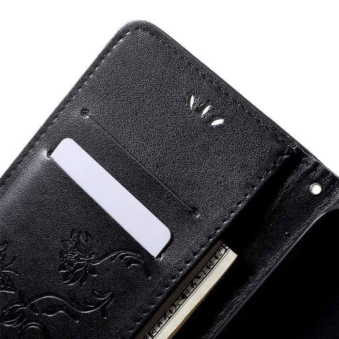 Imprint Butterfly Flowers Leather Wallet Stand Case for Samsung Galaxy A50 / A50s / A30s - Black - 5