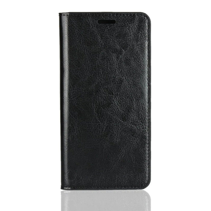 Crazy Horse Genuine Leather Wallet Stand Phone Shell for Samsung Galaxy S10 - Black - 2