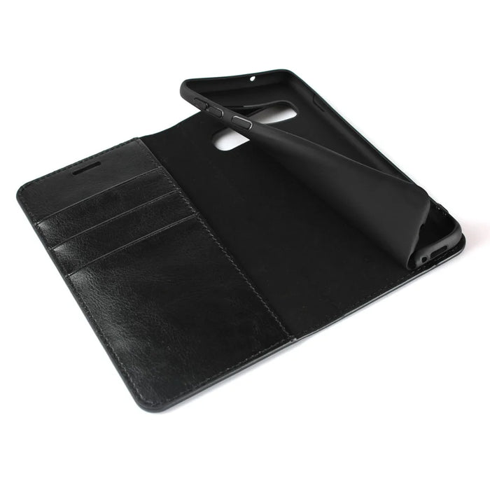 Crazy Horse Genuine Leather Wallet Stand Phone Shell for Samsung Galaxy S10 - Black - 6
