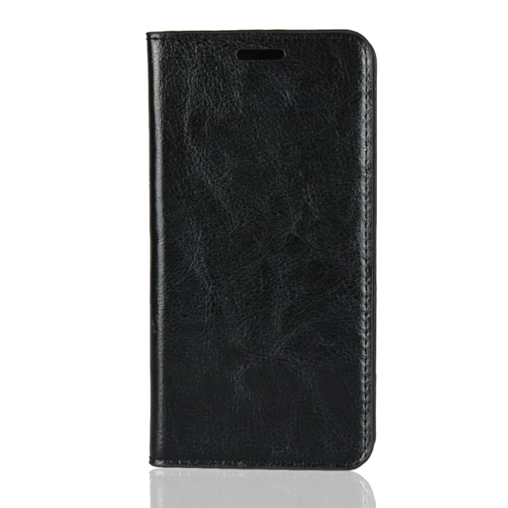 Crazy Horse Genuine Leather Wallet Phone Cover for Samsung Galaxy S10e - Black - 2