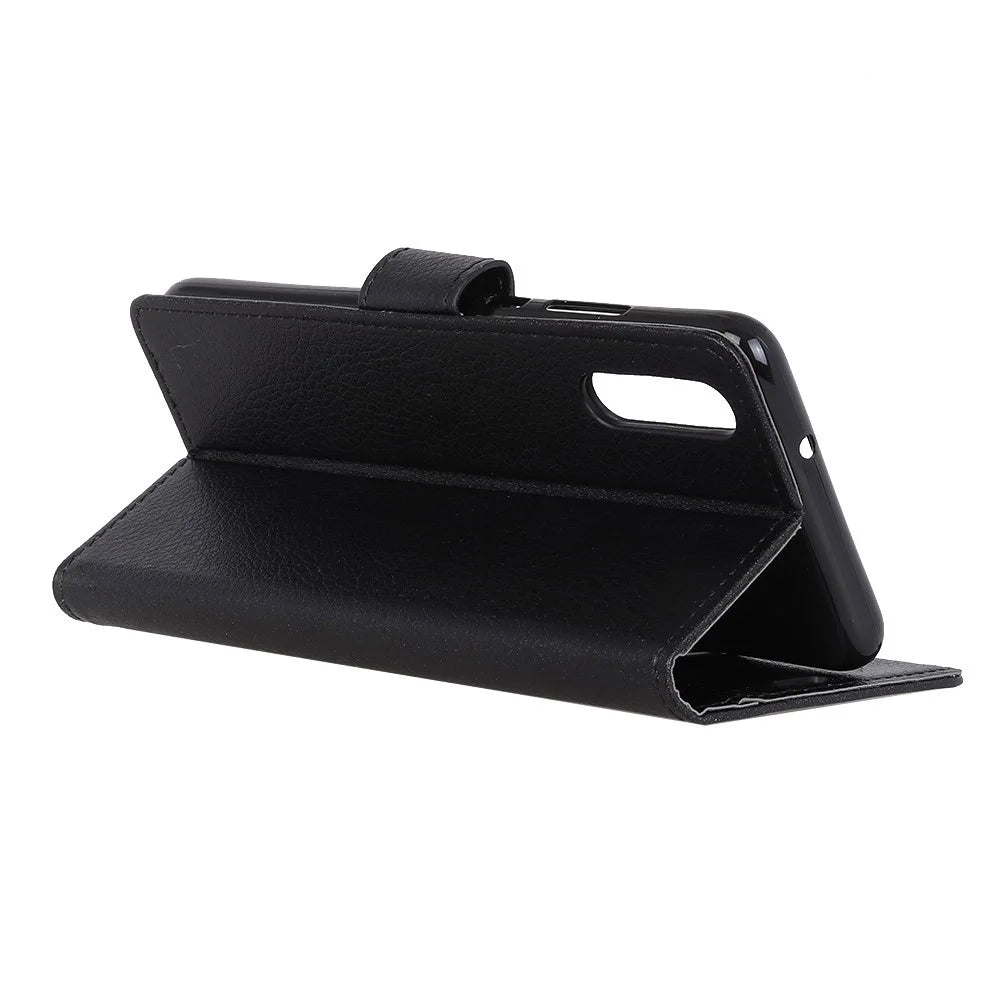 For Samsung Galaxy A50 / A50s / A30s Wallet Phone Case Litchi Skin Leather Flip Cover with Stand - Black - 5