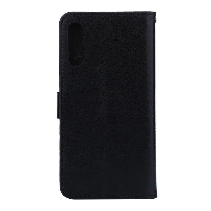 Imprint Butterfly Flower Leather Wallet Case for Samsung Galaxy A50 / A50s / A30s - Black - 2