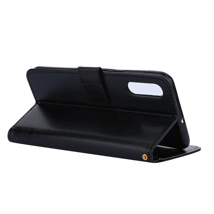 Imprint Butterfly Flower Leather Wallet Case for Samsung Galaxy A50 / A50s / A30s - Black - 4