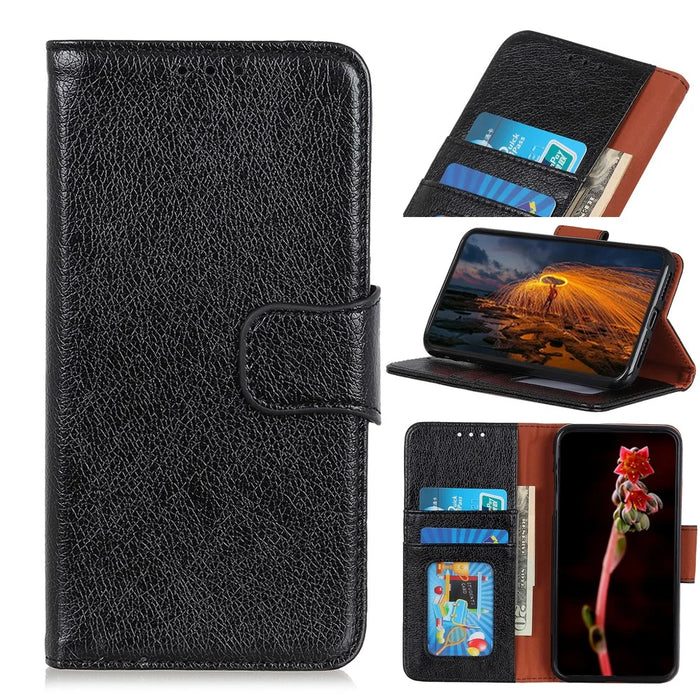 Nappa Texture Split Leather Wallet Case for Samsung Galaxy A70 - Black - 1