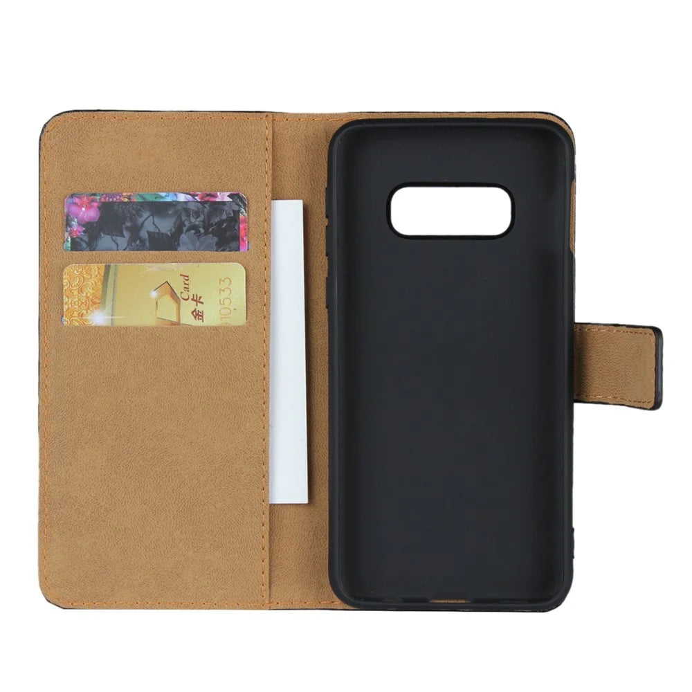 Genuine Leather Shell with Stand Wallet for Samsung Galaxy S10e - 4