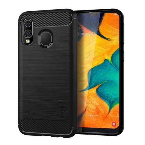MOFI Carbon Fiber Texture Brushed TPU Case for Samsung Galaxy A40 - Black - 1