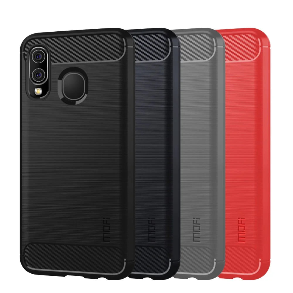 MOFI Carbon Fiber Texture Brushed TPU Case for Samsung Galaxy A40 - Black - 3