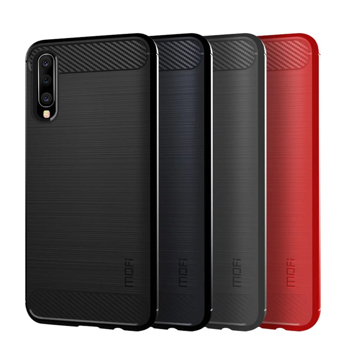 MOFI Carbon Fiber Texture Brushed TPU Phone Cover for Samsung Galaxy A70 - Black - 3