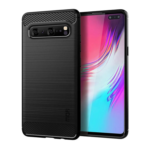 MOFI Carbon Fiber Texture Brushed TPU Phone Shell for Samsung Galaxy S10 5G - Black - 1