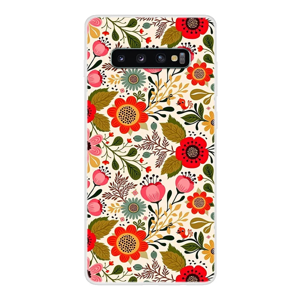 Pattern Printing TPU Shell for Samsung Galaxy S10 Plus - Vivid Flowers - 1