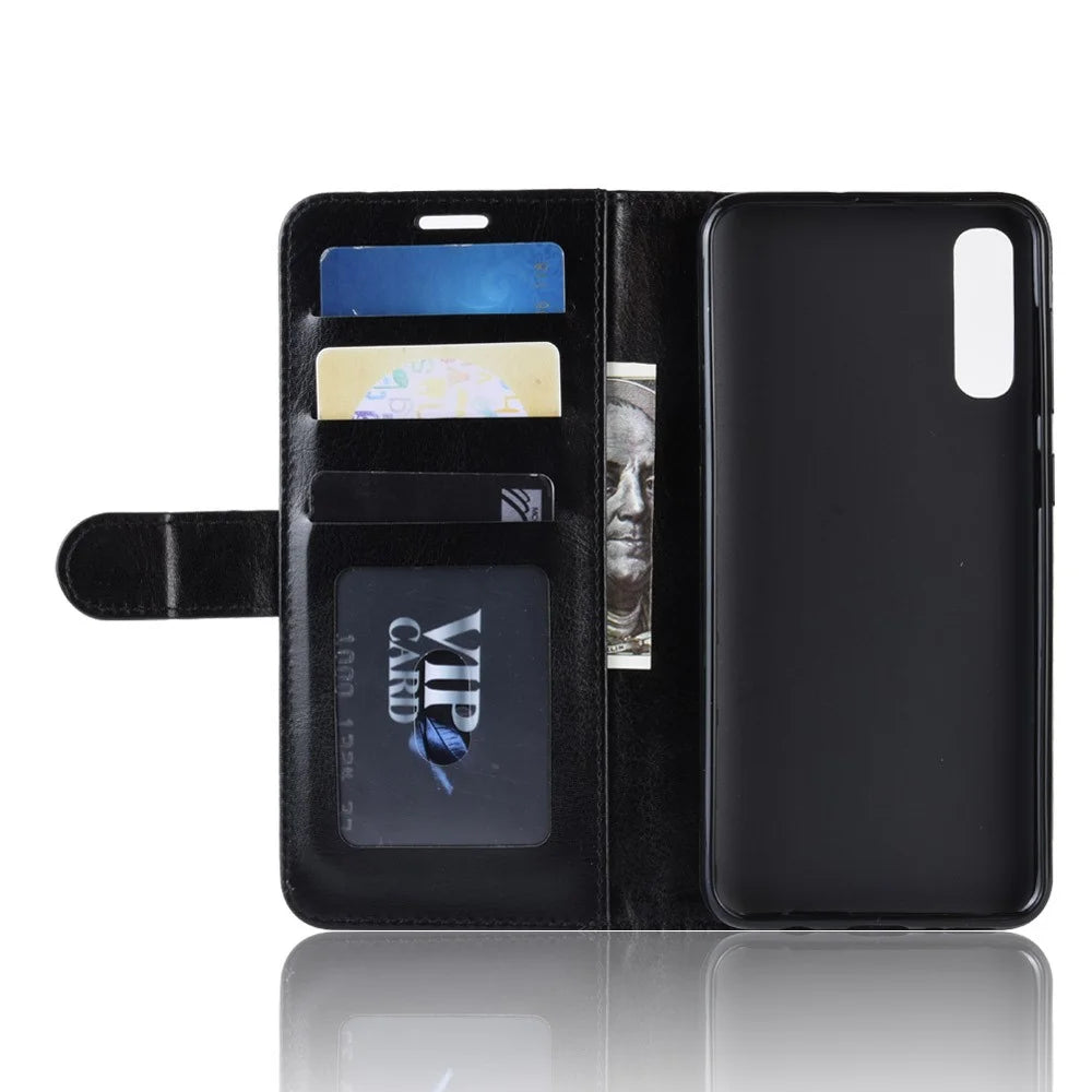 Crazy Horse Texture Magnetic Stand Leather Phone Shell for Samsung Galaxy A50 / A50s / A30s - Black - 4