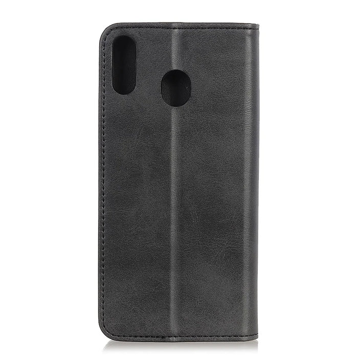 Auto-absorbed Split Leather Wallet Mobile Phone Cover for Samsung Galaxy A40 - Black - 7