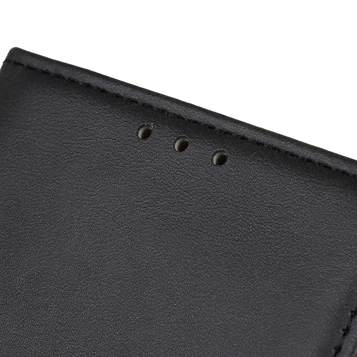 Matte PU Leather Wallet Stand Phone Case for Samsung Galaxy A70 - Black - 6