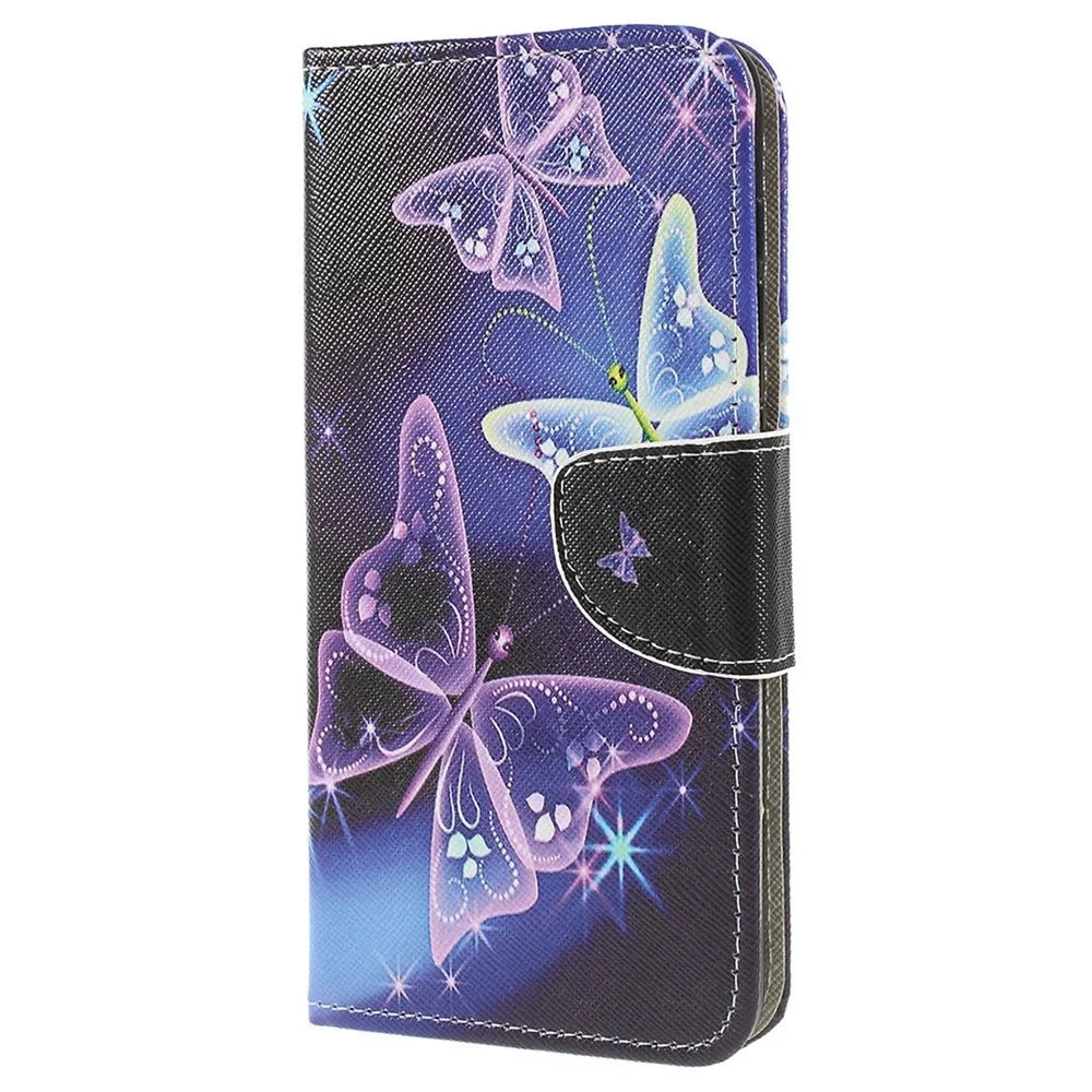 Pattern Printing Cross Texture PU Leather Wallet Flip Casing for Samsung Galaxy A50 / A50s / A30s - Vivid Butterflies - 6