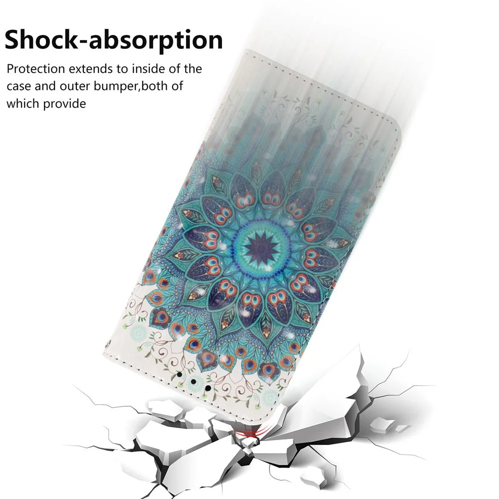 Pattern Printing Light Spot Decor Leather Wallet Case for Samsung Galaxy A50 / A50s / A30s - Blue Flower - 5