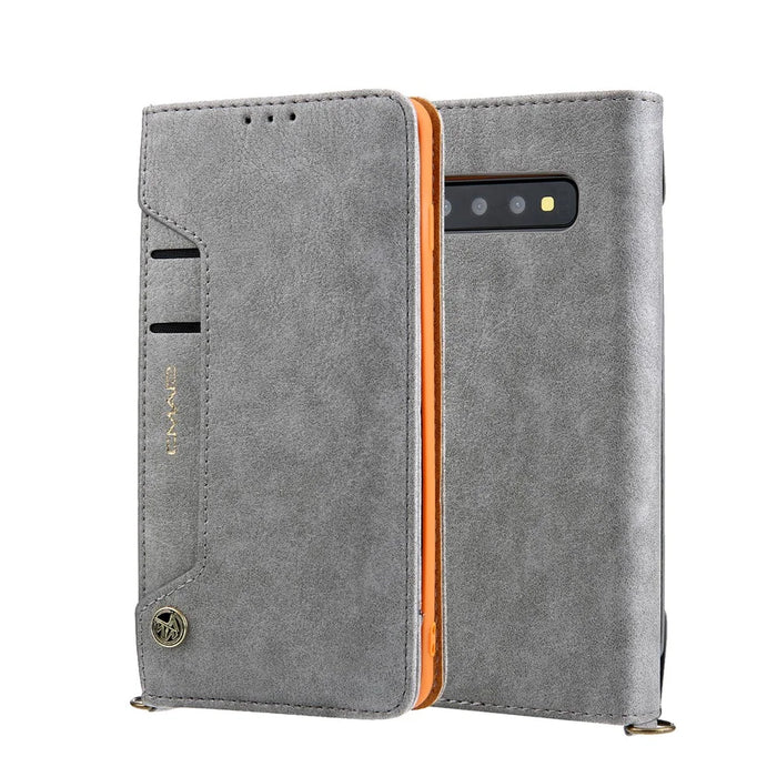 CMAI2 PU Leather Stand Wallet Mobile Casing for Samsung Galaxy S10 Plus - Grey - 1