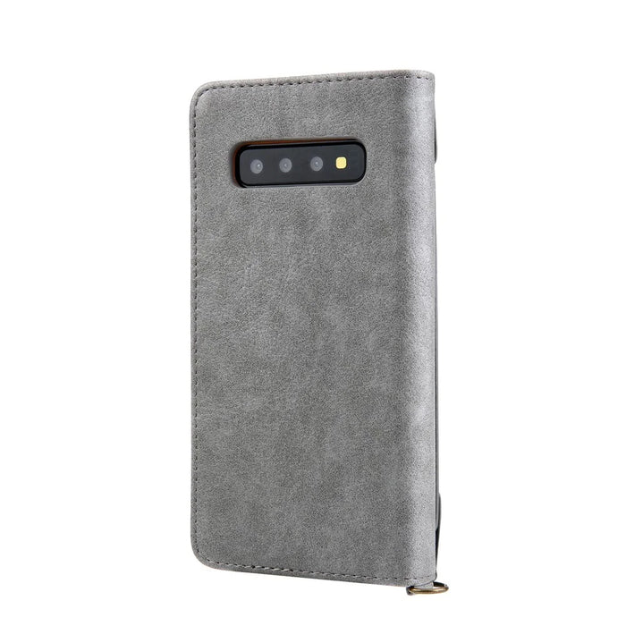 CMAI2 PU Leather Stand Wallet Mobile Casing for Samsung Galaxy S10 Plus - Grey - 3