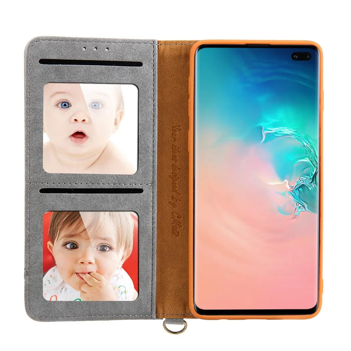 CMAI2 PU Leather Stand Wallet Mobile Casing for Samsung Galaxy S10 Plus - Grey - 6