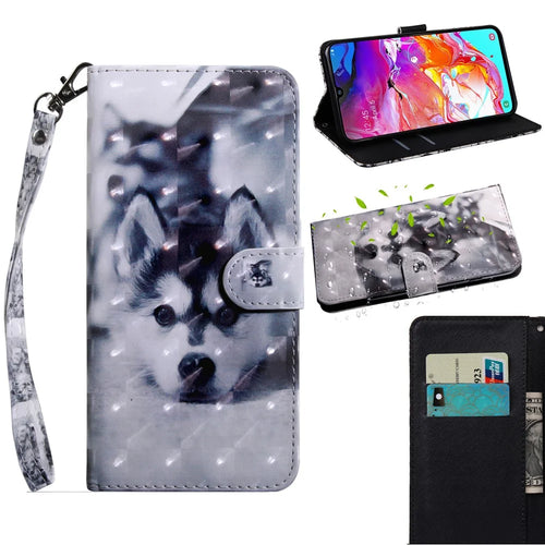 Pattern Printing Light Spot Decor Wallet Stand Leather Case for Samsung Galaxy A70 - Cute Dog - 1
