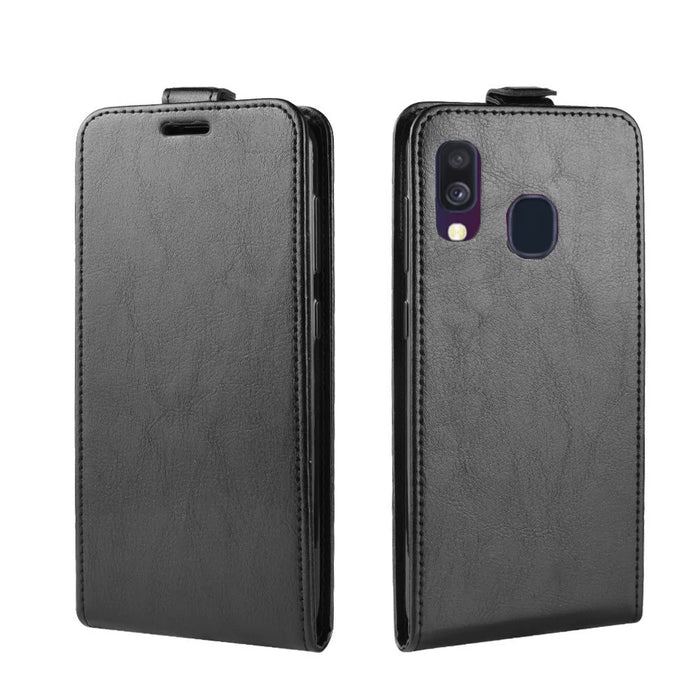 Crazy Horse Vertical Flip Leather Protective Case for Samsung Galaxy A40 - Black - 2