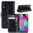 For Samsung Galaxy A40 Phone Cases Genuine Split Leather Wallet Mobile Cover Stand - Black - 1