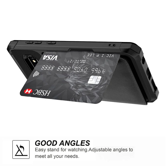 For Samsung Galaxy S10 PU Leather Coated TPU Wallet Kickstand Case with Built-in Magnetic Sheet - Black - 6
