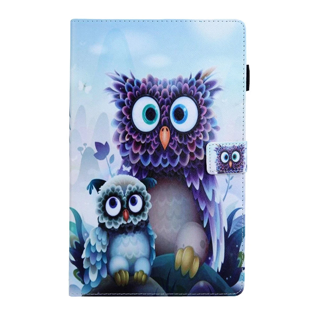 Animal Series Patterned Leather Card Holder Case for Samsung Galaxy Tab A 10.5 (2018) T590 T595 T597 - Owls - 2
