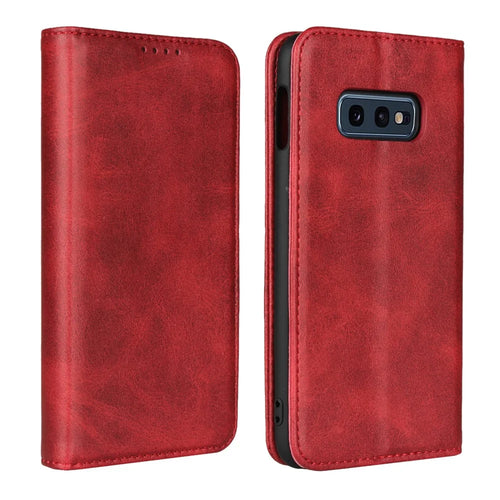 Auto-absorbed Leather Wallet Stand Cover for Samsung Galaxy S10e - Red - 1