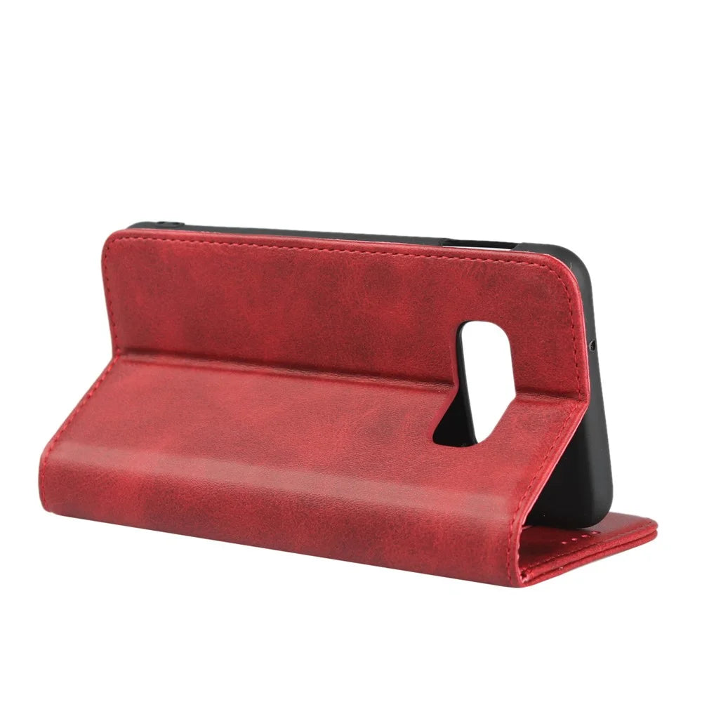 Auto-absorbed Leather Wallet Stand Cover for Samsung Galaxy S10e - Red - 5