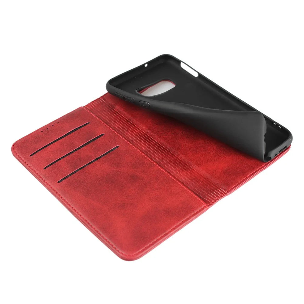Auto-absorbed Leather Wallet Stand Cover for Samsung Galaxy S10e - Red - 7