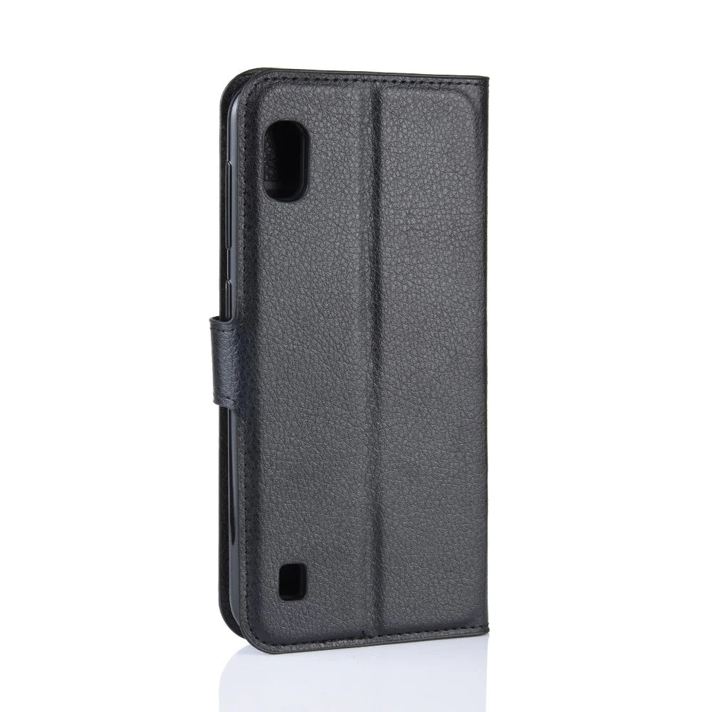 Litchi Skin PU Leather Wallet Mobile Phone Case for Samsung Galaxy A10 - Black - 4