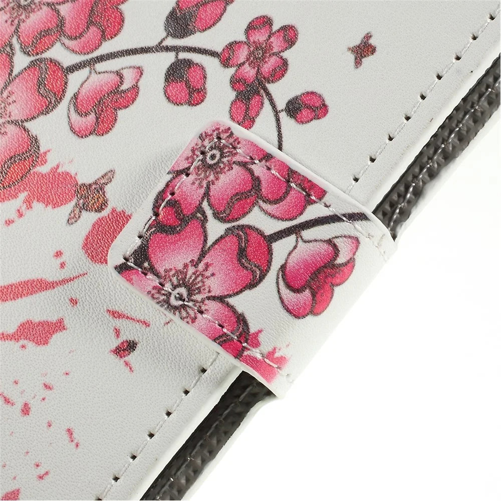 Pattern Printing PU Leather Cell Phone Casing for Samsung Galaxy A10 - Plum Blossom - 6