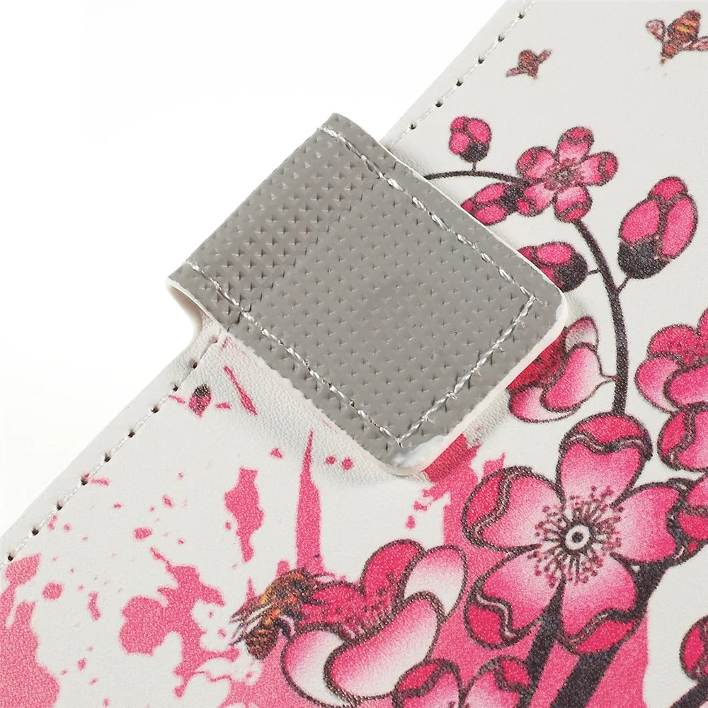 Pattern Printing PU Leather Cell Phone Casing for Samsung Galaxy A10 - Plum Blossom - 7
