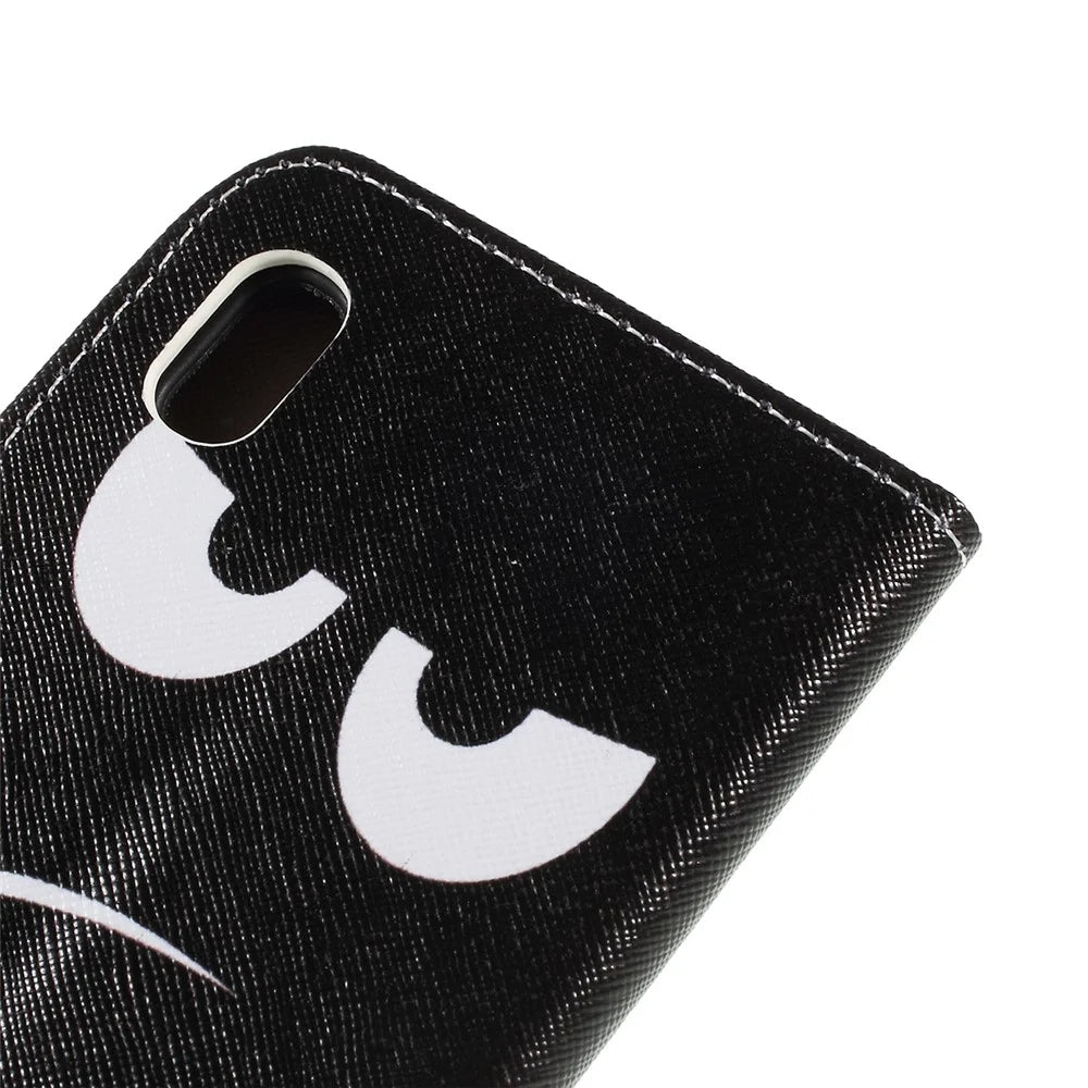 Cross Texture Pattern Printing PU Leather Magnetic Phone Cover for Samsung Galaxy A10 - Don't Touch My Phone - 5
