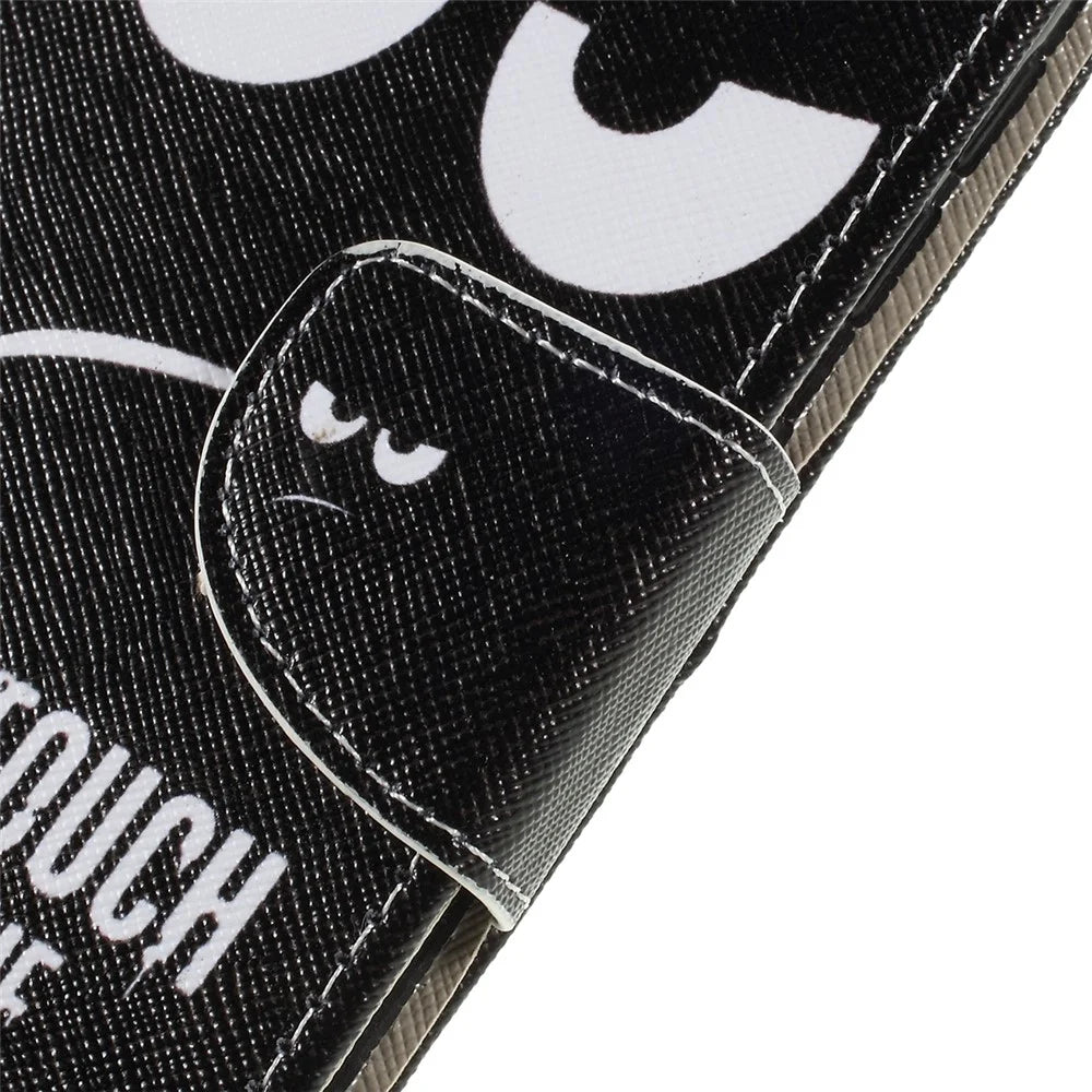 Cross Texture Pattern Printing PU Leather Magnetic Phone Cover for Samsung Galaxy A10 - Don't Touch My Phone - 6