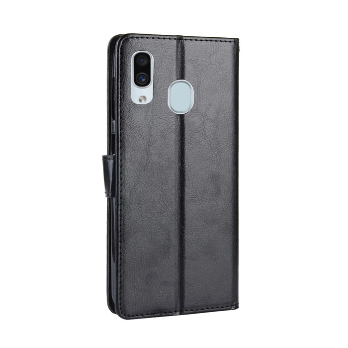 Crazy Horse Wallet Leather Protection Case for Samsung Galaxy A40 - Black - 3