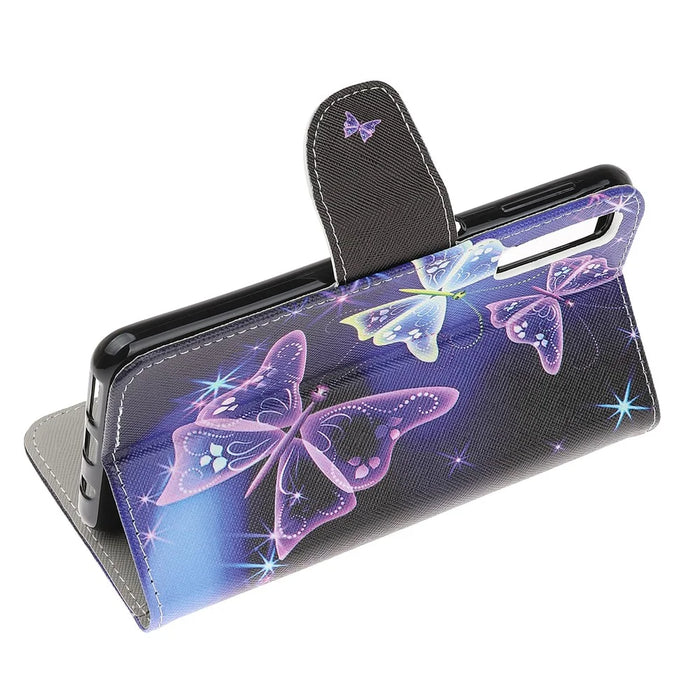 Pattern Printing Cross Texture Leather Wallet Case for Samsung Galaxy A70 - Vivid Butterflies - 4