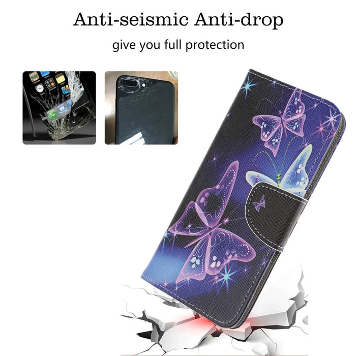 Pattern Printing Cross Texture Leather Wallet Case for Samsung Galaxy A70 - Vivid Butterflies - 5
