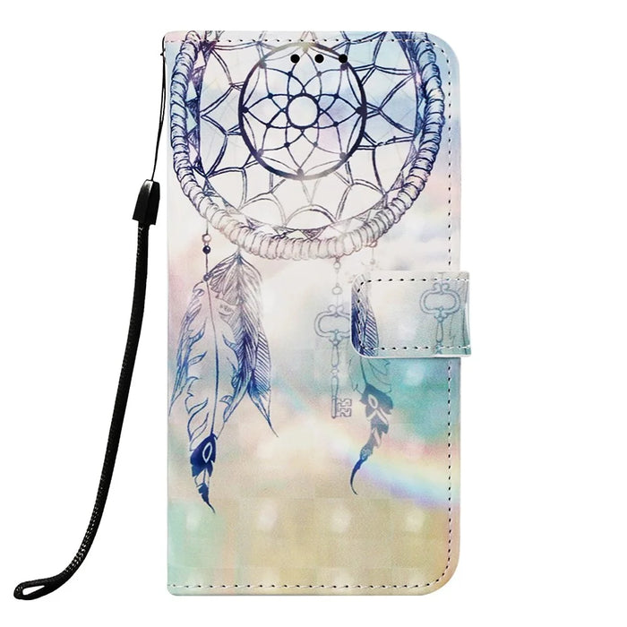 Pattern Printing Leather Wallet Case for Samsung Galaxy A50 / A50s / A30s - Feather Dream Catcher - 2