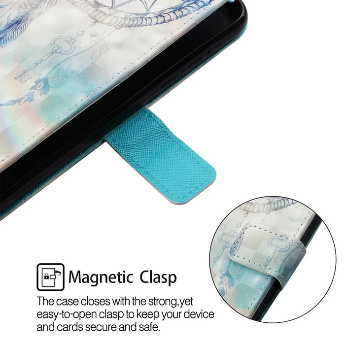 Pattern Printing Leather Wallet Case for Samsung Galaxy A50 / A50s / A30s - Feather Dream Catcher - 5