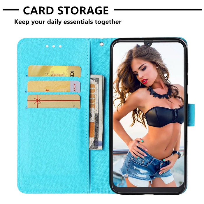 Pattern Printing Leather Wallet Case for Samsung Galaxy A50 / A50s / A30s - Feather Dream Catcher - 6