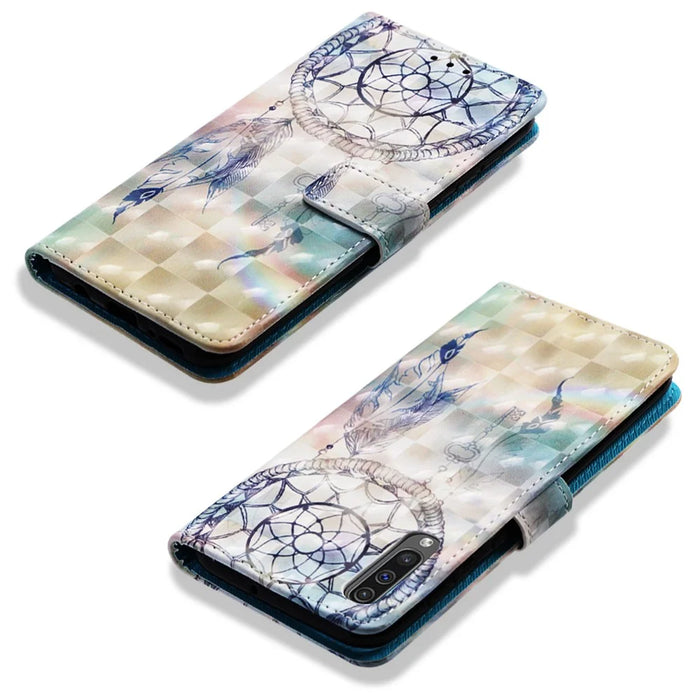 Pattern Printing Leather Wallet Case for Samsung Galaxy A50 / A50s / A30s - Feather Dream Catcher - 7