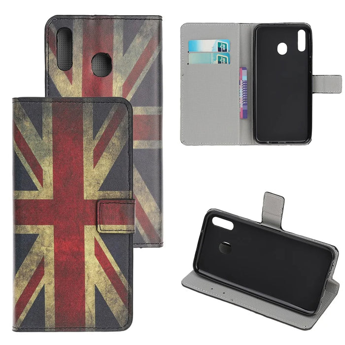 Pattern Printing Leather Wallet Stand Case for Samsung Galaxy A40 - Retro UK Flag - 1
