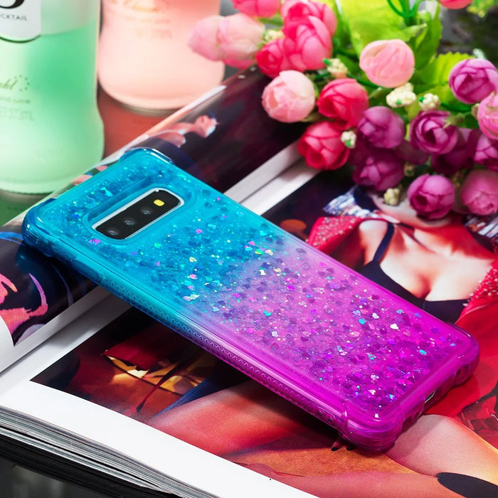 Anti-fall Quicksand TPU Phone Cover for Samsung S10 Plus - Baby Blue / Purple - 2