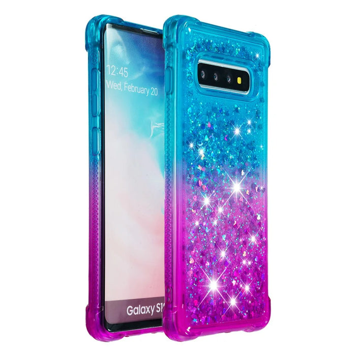 Anti-fall Quicksand TPU Phone Cover for Samsung S10 Plus - Baby Blue / Purple - 3