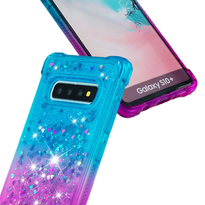 Anti-fall Quicksand TPU Phone Cover for Samsung S10 Plus - Baby Blue / Purple - 5